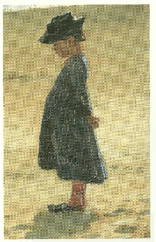 Peter Severin Kroyer lille pige staende pa skagen sonderstrand oil painting picture